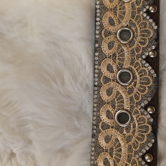 Angel Ranch Western Silver Rhinestone Lace Scalloped Feminine Belt Womens S - Picture 11 of 13